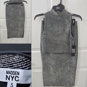 Madden NYC Black & White Textured Pencil Skirt